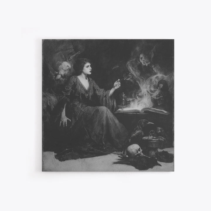 Dark Academia Halloween, Symbolist Dream Art, Square Wall Art, Dark Halloween Decor, Canvas Print, Halloween Wall Art