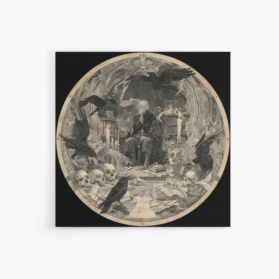 Dark Academia Halloween, Decadent Gothic Art, Square Wall Art, Dark Fantasy Wall Art, Framed Canvas Print, Halloween Wall Art