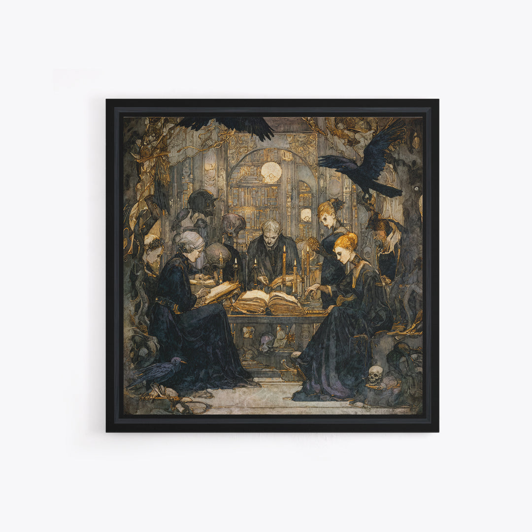 Dark Academia Halloween, Dark Symbolist Art, Square Wall Art, Dark Fantasy Wall Art, Framed Canvas Print, Halloween Wall Art