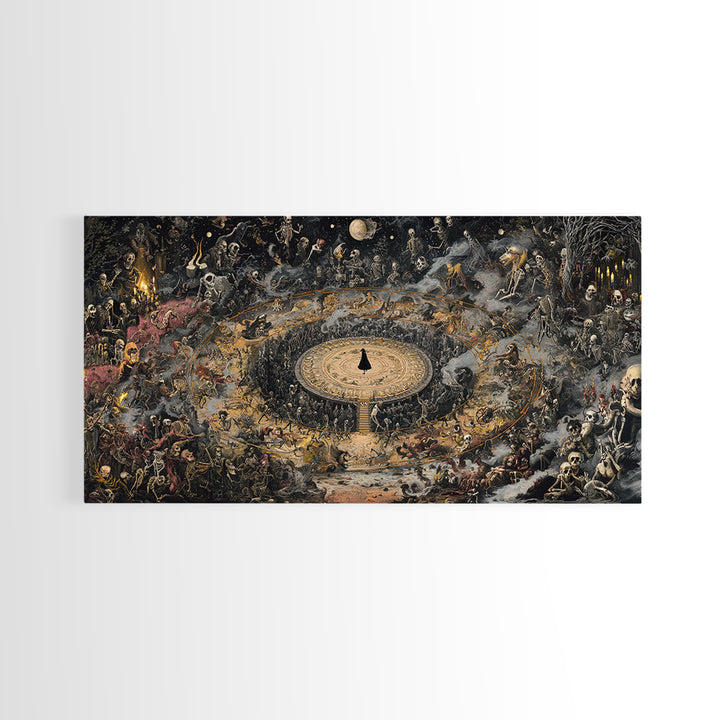 Celestial Witchcraft, Grotesque Carnival Art, Wide Panoramic Art, Dark Fantasy Wall Art, Framed Canvas Print, Halloween Wall Art