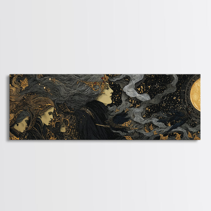 Celestial Witchcraft, Stained Glass Gothic Art, Extra Wide Wall Art, Dark Fantasy Wall Art, Canvas Print, Halloween Wall Art