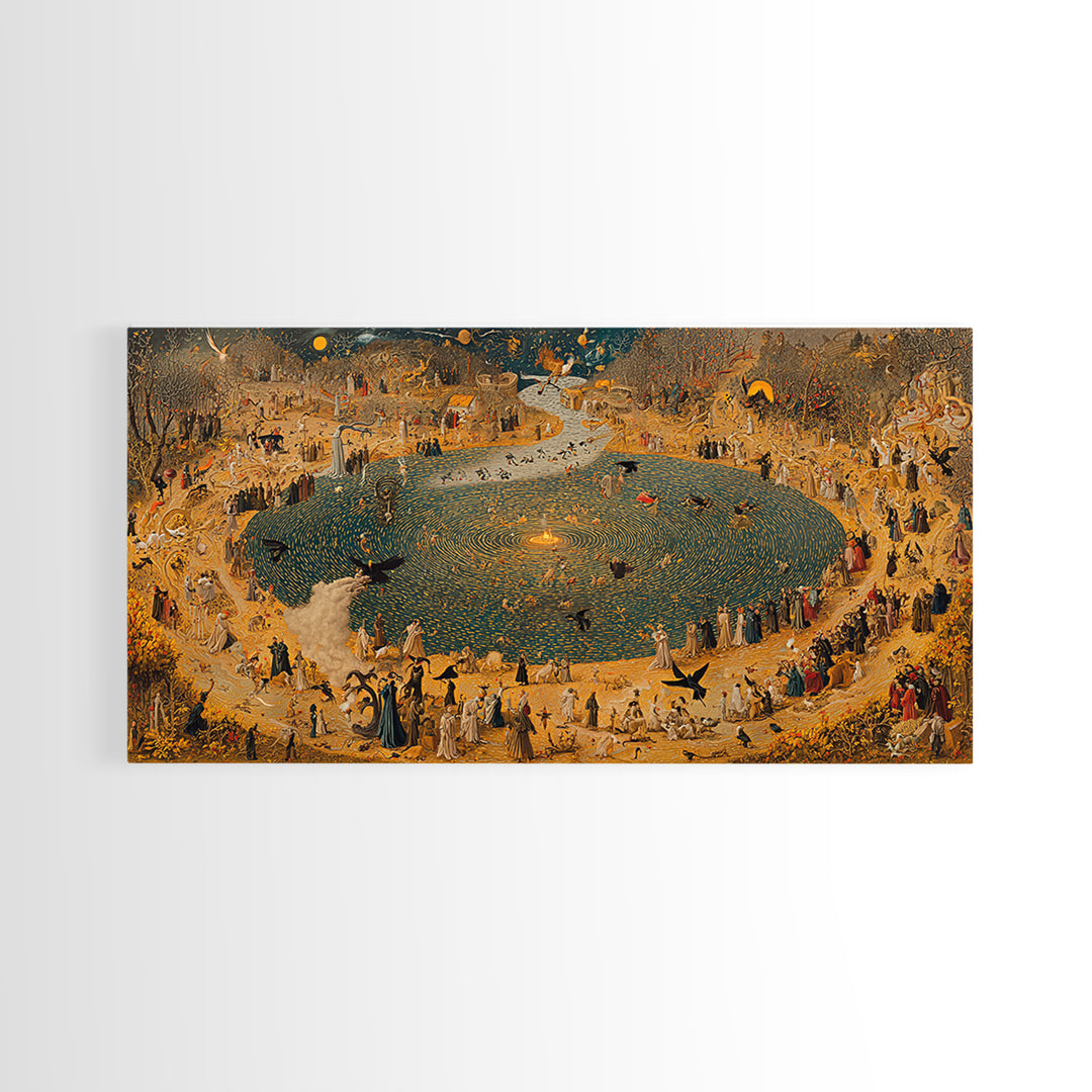 Occult Harvest Festival, Northern Renaissance Horror, Wide Panoramic Art, Macabre Wall Art, Canvas Print, Halloween Wall Art