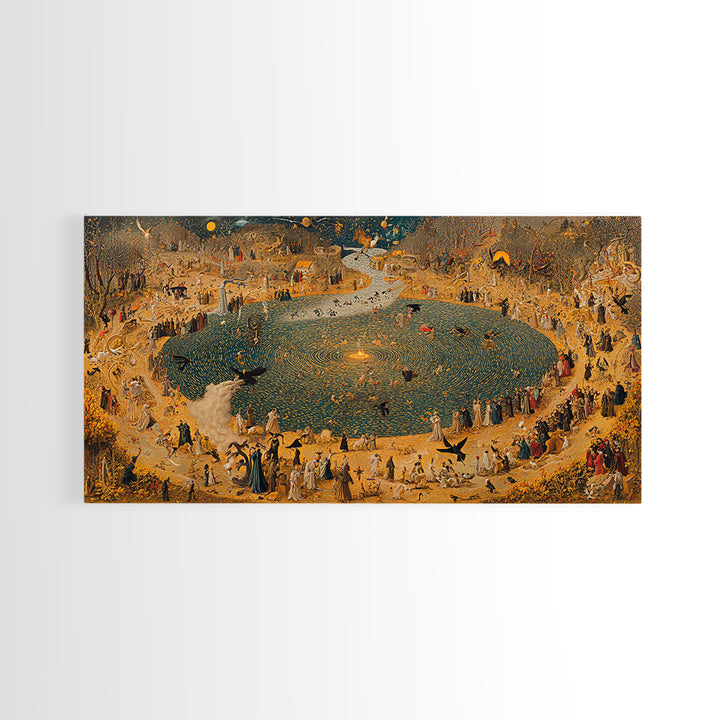 Occult Harvest Festival, Northern Renaissance Horror, Wide Panoramic Art, Macabre Wall Art, Canvas Print, Halloween Wall Art