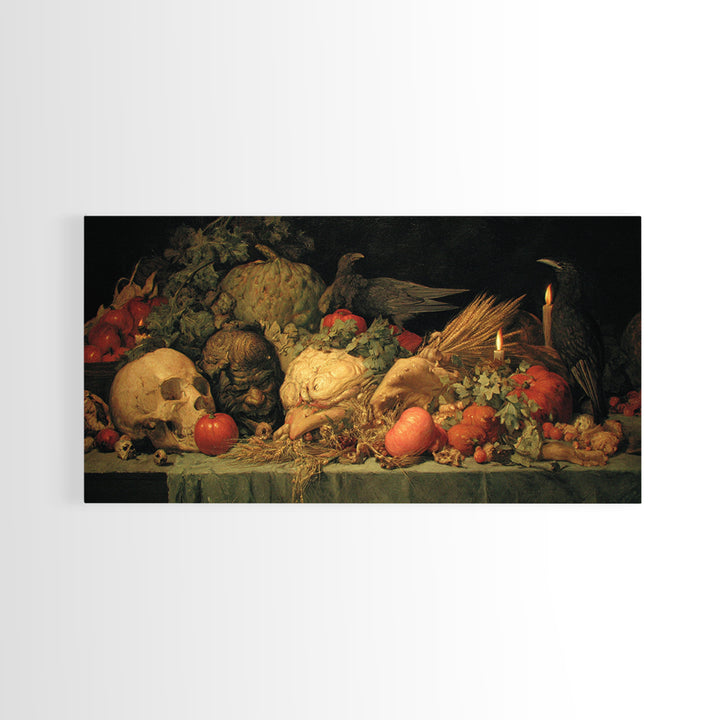 Occult Harvest Festival, Dark Renaissance Art, Wide Panoramic Art, Gothic Horror Wall Art, Framed Canvas Print, Dark Fantasy Art