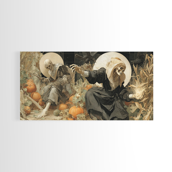 Occult Harvest Festival, Danse Macabre Art, Wide Panoramic Art, Dark Fantasy Wall Art, Canvas Print, Halloween Wall Art