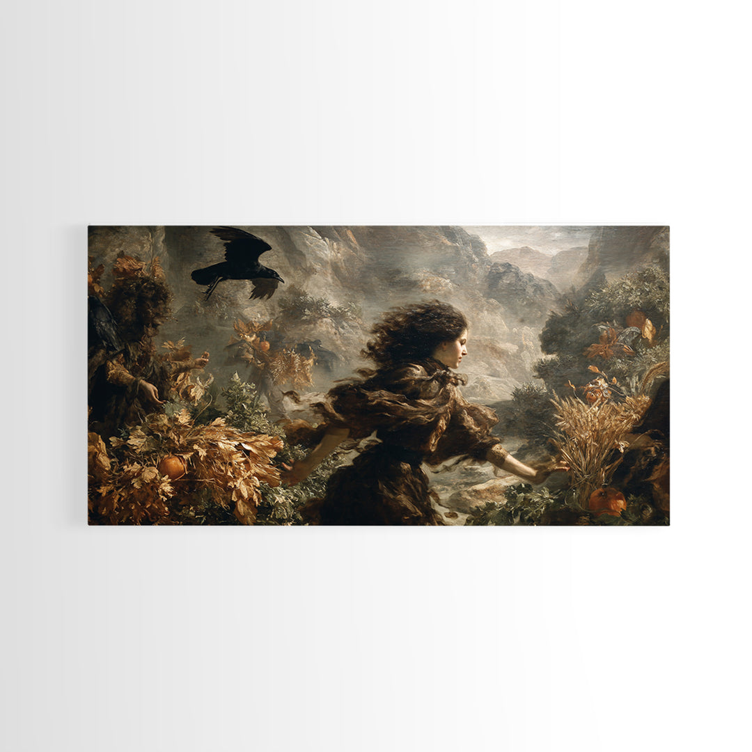 Occult Harvest Festival, Baroque Witchcraft Art, Wide Panoramic Art, Dark Fantasy Wall Art, Framed Canvas Print, Halloween Wall Art