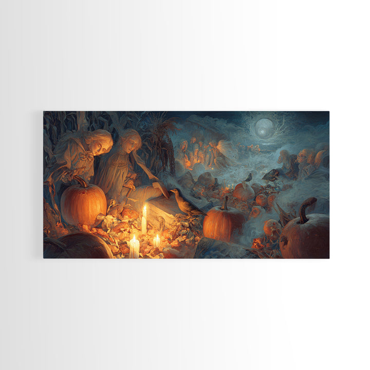 Occult Harvest Festival, Visionary Gothic Art, Wide Panoramic Art, Gothic Horror Wall Art, Canvas Print, Halloween Wall Art