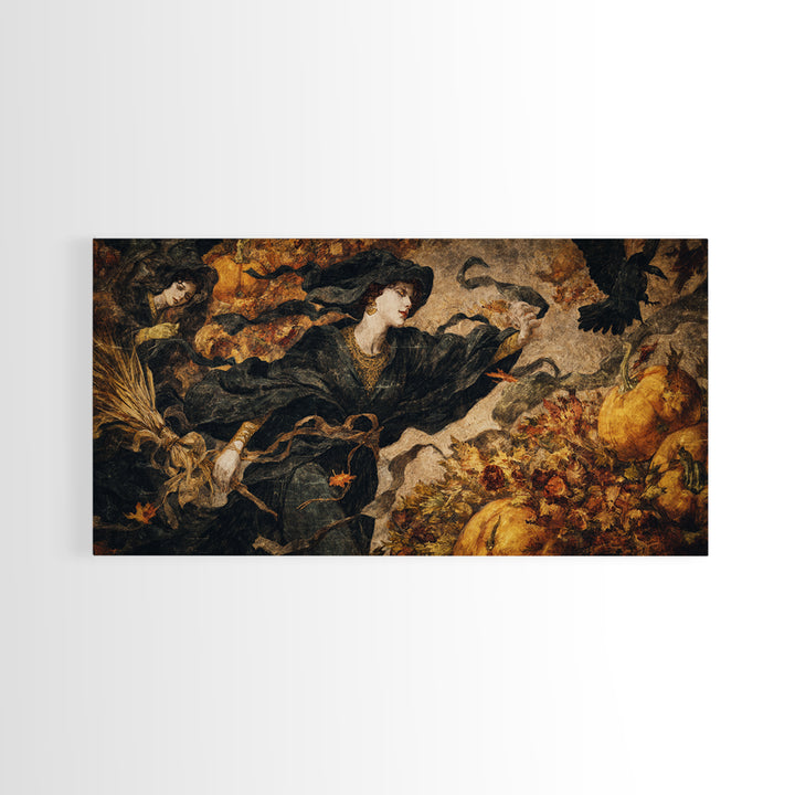 Occult Harvest Festival, Dark Symbolist Art, Wide Panoramic Art, Gothic Horror Wall Art, Canvas Print, Halloween Wall Art