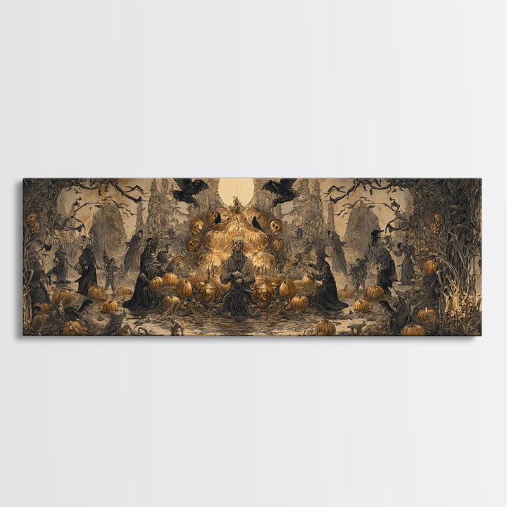 Occult Harvest Festival, Surreal Apocalyptic Art, Extra Wide Wall Art, Dark Fantasy Wall Art, Canvas Print, Halloween Wall Art