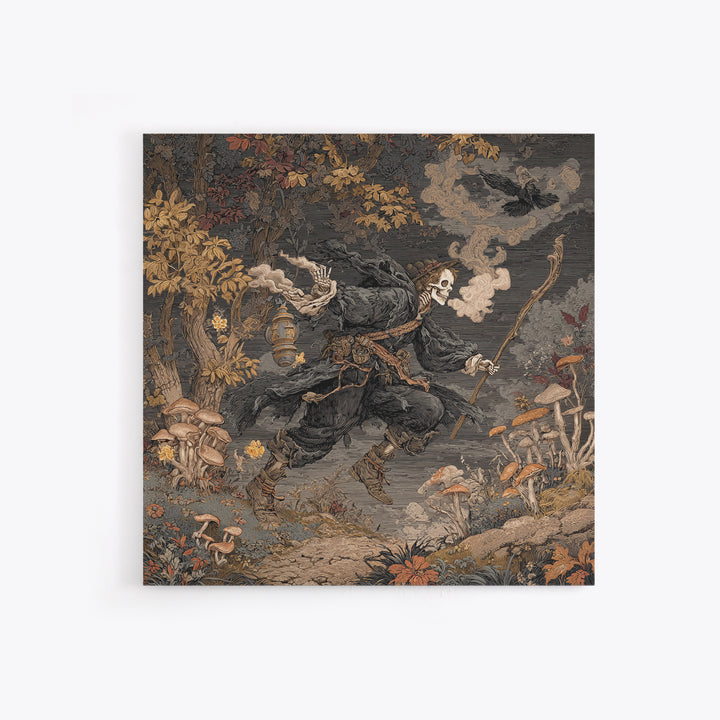 Enchanted Woodland Halloween, Danse Macabre Art, Square Wall Art, Dark Halloween Decor, Framed Canvas Print