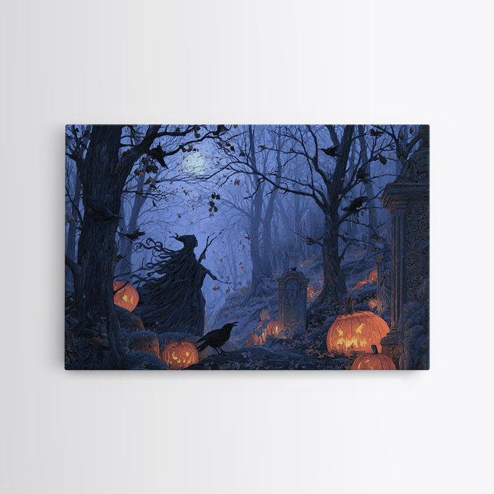 Enchanted Woodland Halloween, Romantic Gothic Landscape, Landscape Wall Art, Gothic Horror Wall Art, Framed Canvas Print