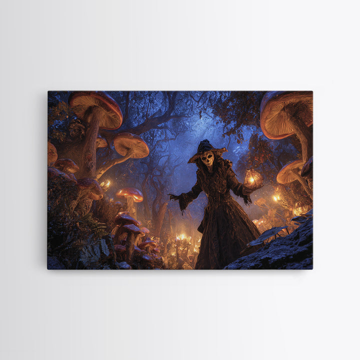 Enchanted Woodland Halloween, Expressionist Gothic Art, Landscape Wall Art, Dark Halloween Decor, Framed Canvas Print, Halloween Wall Art