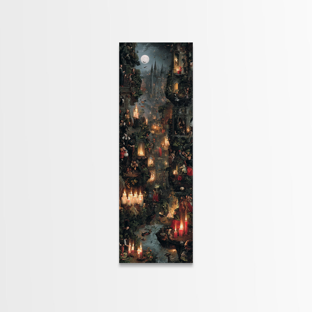 Gothic Romance, Medieval Grotesque Art, Tall Narrow Wall Art, Dark Fantasy Wall Art, Canvas Print, Halloween Wall Art