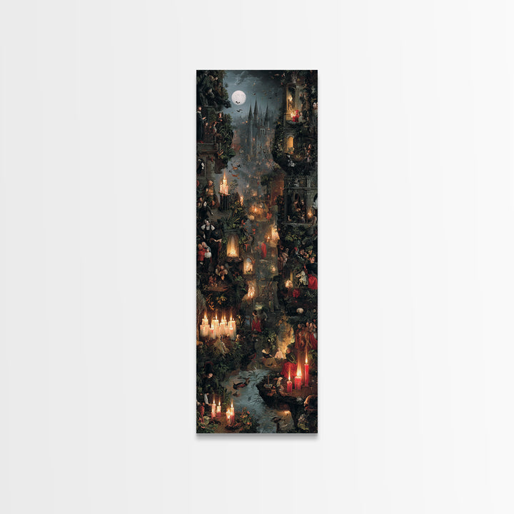Gothic Romance, Medieval Grotesque Art, Tall Narrow Wall Art, Dark Fantasy Wall Art, Canvas Print, Halloween Wall Art