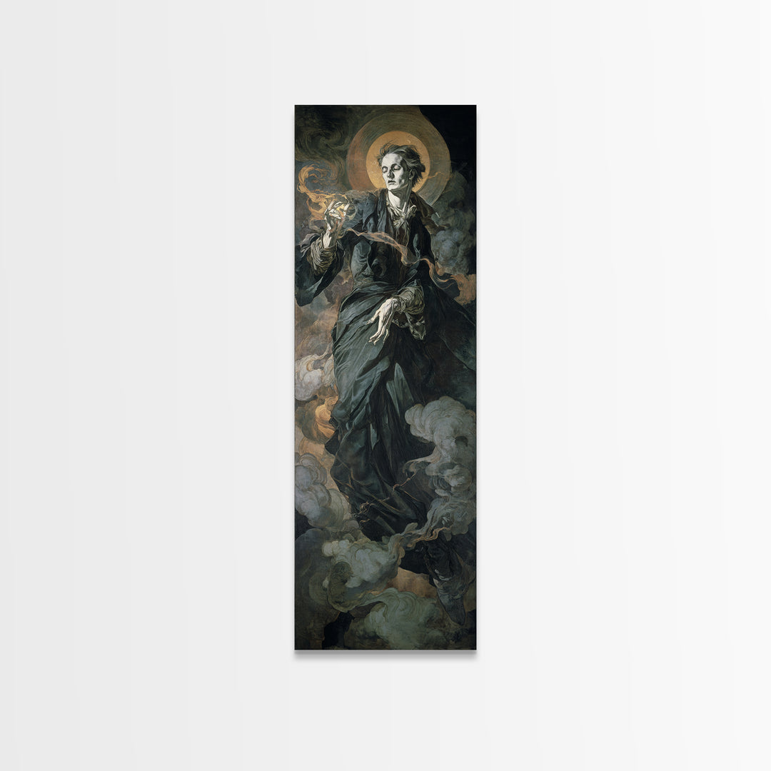 Gothic Romance, Dark Renaissance Art, Tall Narrow Wall Art, Macabre Wall Art, Framed Canvas Print, Halloween Wall Art