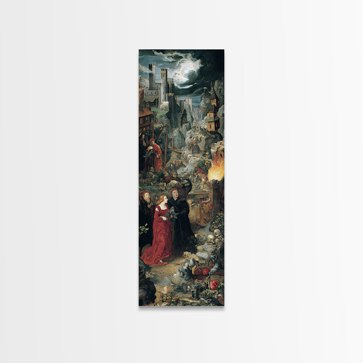 Gothic Romance, Danse Macabre Art, Tall Narrow Wall Art, Gothic Horror Wall Art, Framed Canvas Print, Halloween Wall Art