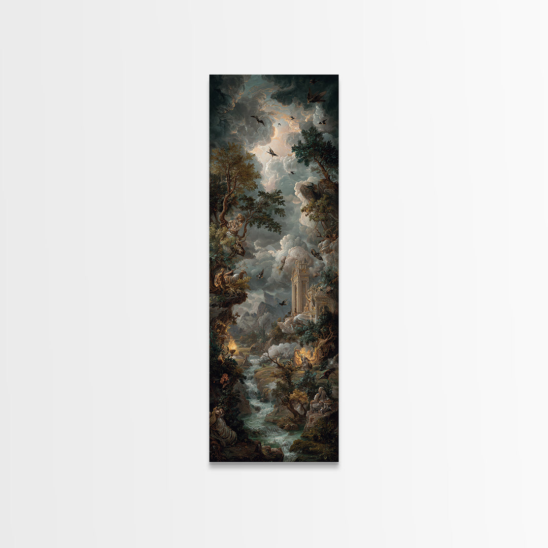 Gothic Romance, Baroque Witchcraft Art, Tall Narrow Wall Art, Macabre Wall Art, Canvas Print, Halloween Wall Art, Spooky Wall Decor