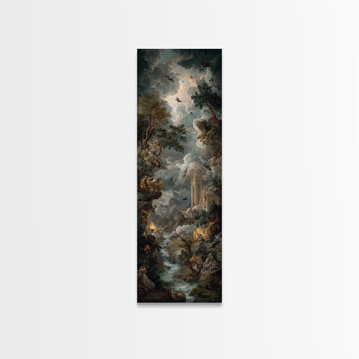 Gothic Romance, Baroque Witchcraft Art, Tall Narrow Wall Art, Macabre Wall Art, Canvas Print, Halloween Wall Art, Spooky Wall Decor