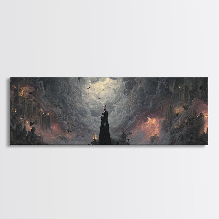 Gothic Romance, Apocalyptic Romantic Art, Extra Wide Wall Art, Gothic Horror Wall Art, Framed Canvas Print, Halloween Wall Art
