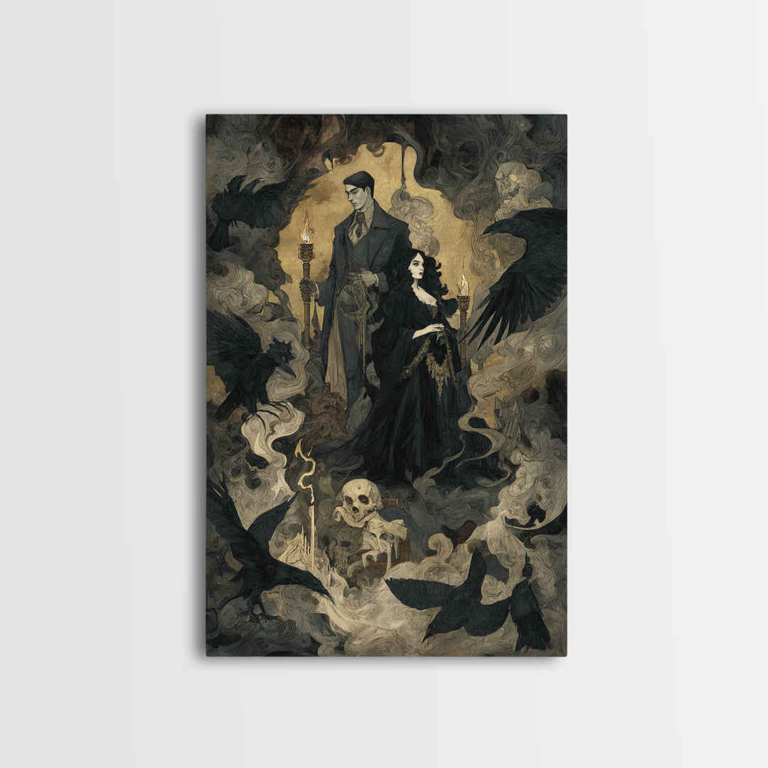 Gothic Romance, Dark Symbolist Art, Vertical Wall Art, Dark Halloween Decor, Canvas Print, Halloween Wall Art, Gothic Home Decor