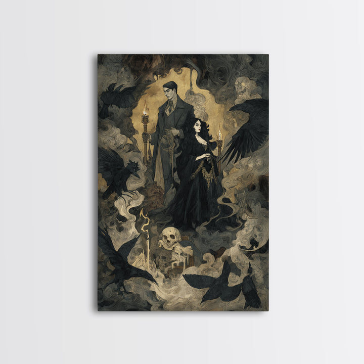 Gothic Romance, Dark Symbolist Art, Vertical Wall Art, Dark Halloween Decor, Canvas Print, Halloween Wall Art, Gothic Home Decor