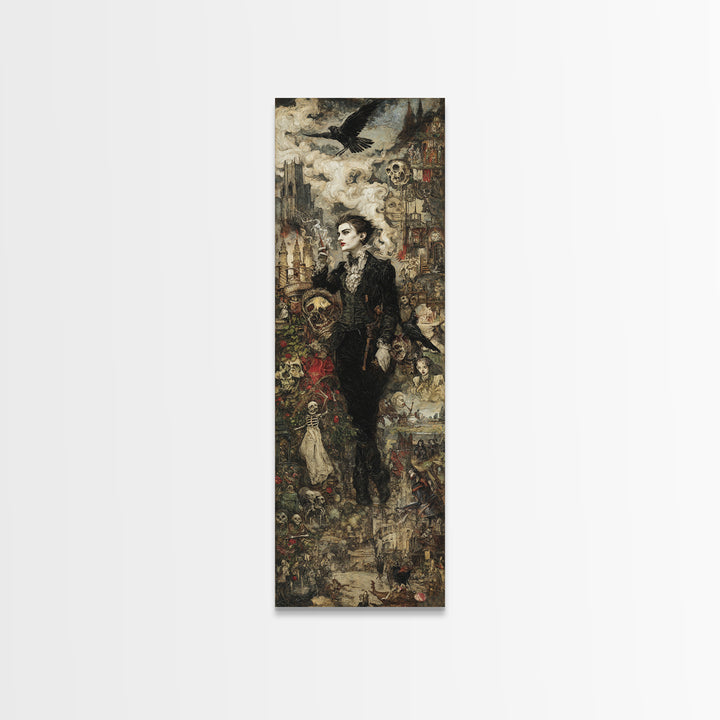 Gothic Romance, Grotesque Carnival Art, Tall Narrow Wall Art, Dark Fantasy Wall Art, Framed Canvas Print, Halloween Wall Art