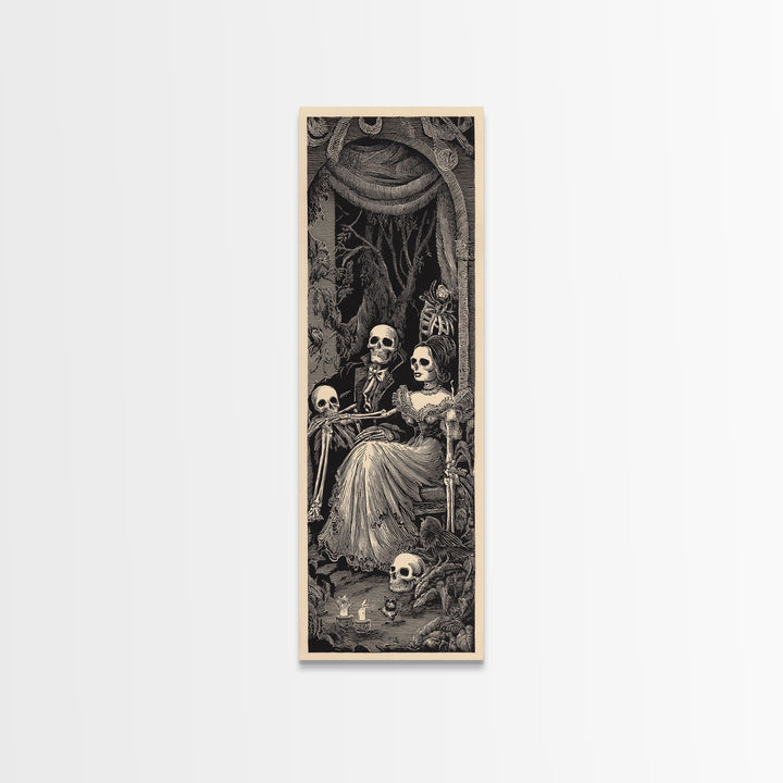 Gothic Romance, Macabre Folk Print Art, Tall Narrow Wall Art, Gothic Horror Wall Art, Canvas Print, Halloween Wall Art