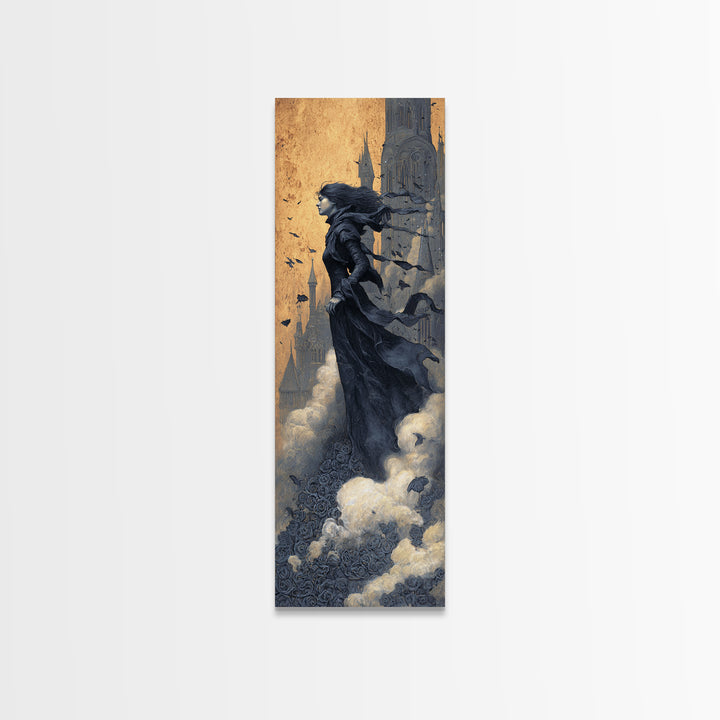 Gothic Romance, Surreal Apocalyptic Art, Tall Narrow Wall Art, Dark Halloween Decor, Framed Canvas Print, Halloween Wall Art
