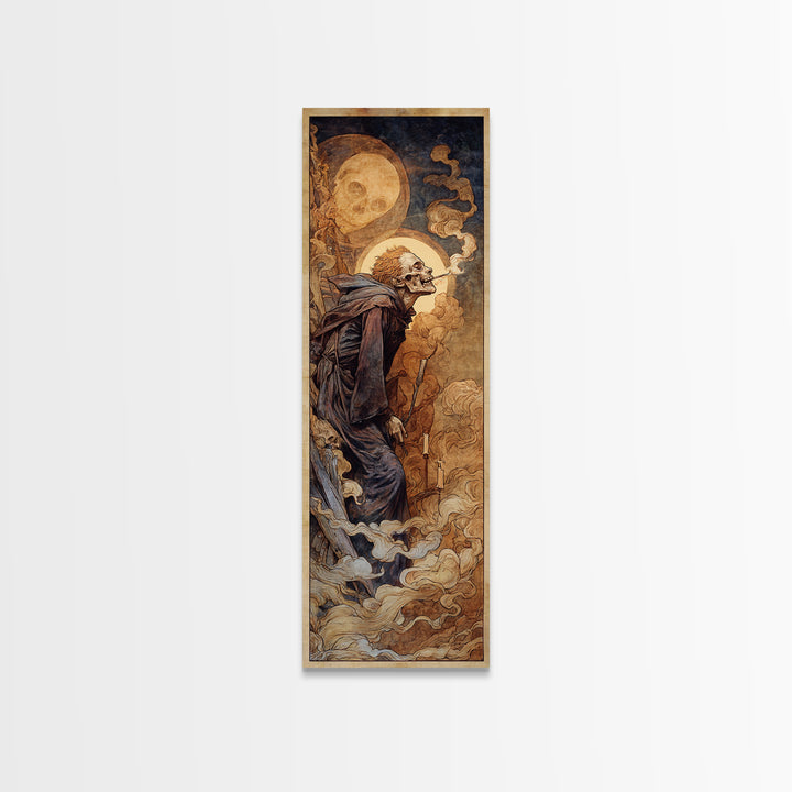 Haunted Seaside Halloween, Dark Renaissance Art, Tall Narrow Wall Art, Dark Halloween Decor, Framed Canvas Print