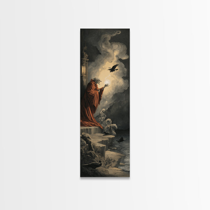 Haunted Seaside Halloween, Gothic Nightmare Art, Tall Narrow Wall Art, Macabre Wall Art, Canvas Print, Halloween Wall Art