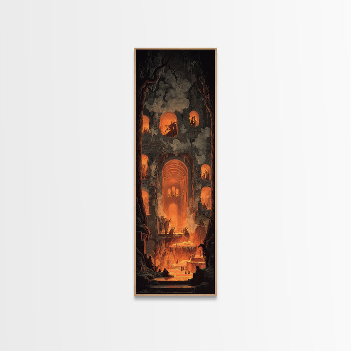 The Candlelit Crypt, Apocalyptic Romantic Art, Tall Narrow Wall Art, Macabre Wall Art, Framed Canvas Print, Halloween Wall Art