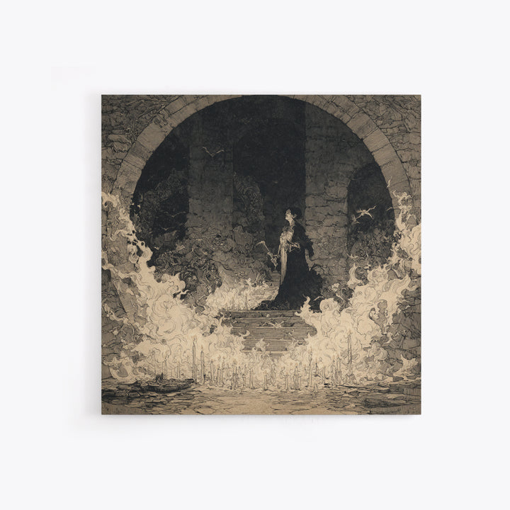 The Candlelit Crypt, Decadent Gothic Art, Square Wall Art, Macabre Wall Art, Canvas Print, Halloween Wall Art, Statement Wall Art