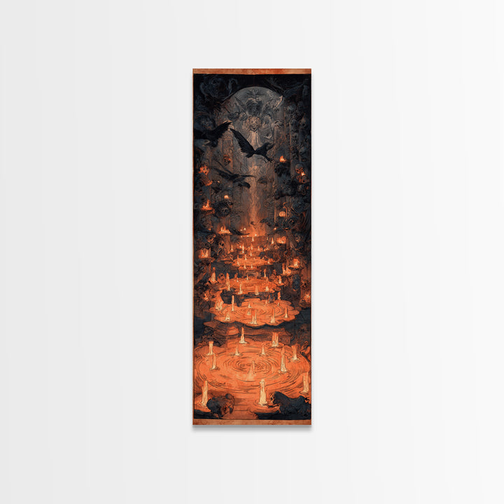 The Candlelit Crypt, Expressionist Gothic Art, Tall Narrow Wall Art, Macabre Wall Art, Canvas Print, Halloween Wall Art, Statement Wall Art