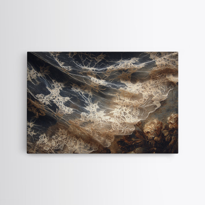 Black Lace And Cobwebs, Dark Romantic Horror Art, Landscape Wall Art, Macabre Wall Art, Canvas Print, Halloween Wall Art