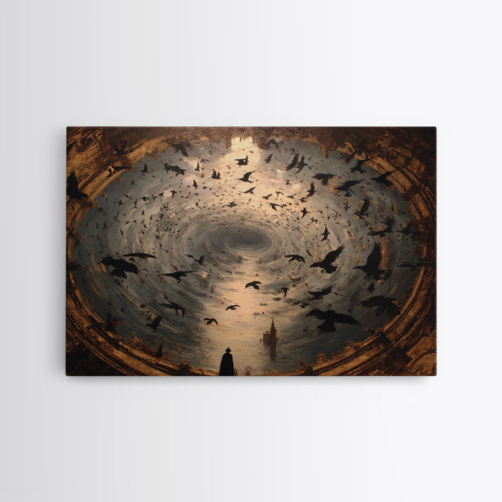 Ravens And Ruins, Symbolist Gothic Landscape, Landscape Wall Art, Dark Halloween Decor, Canvas Print, Halloween Wall Art, Horror Wall Art