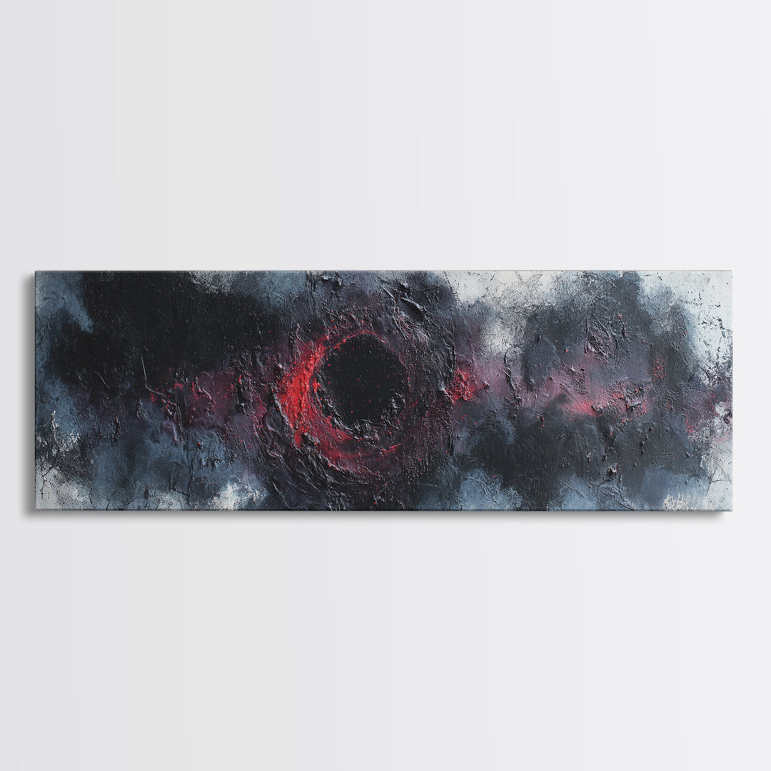 Deep Charcoal Abstract Canvas Print, Dark Art, Gothic Wall Art, Living Room Decor, Nocturne, Spooky Decor, Gallery Decor, DAR-3x1-13
