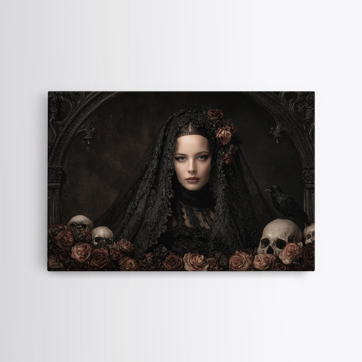 Gothic Woman Portrait Canvas Print, Dark Art, Room Decor, Living Room Decor, Oil Painting, Nocturne, Digital Art, DAR-3x2-56