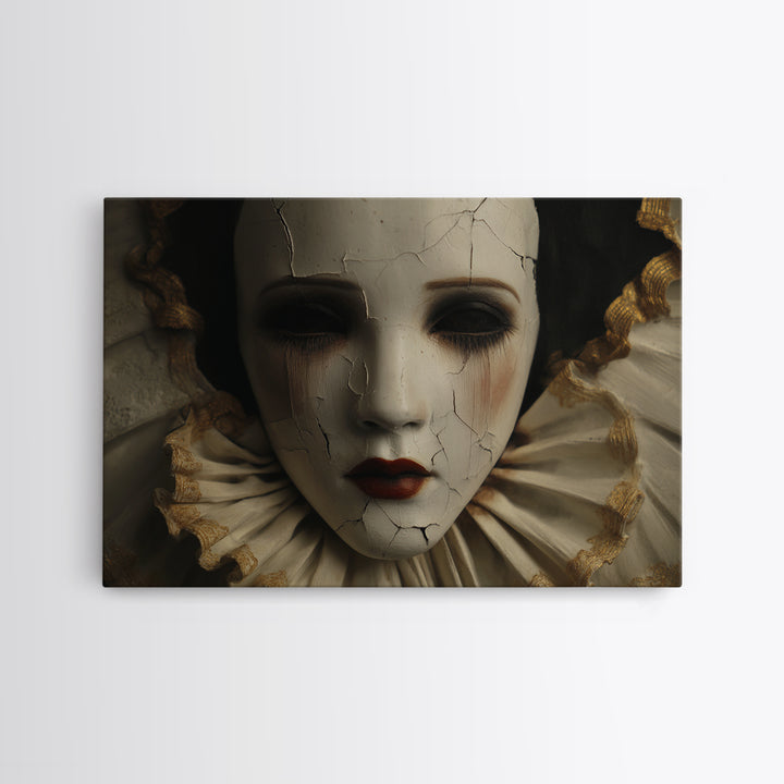 Cracked Porcelain Doll Portrait Canvas Print, Dark Art, Painting, Living Room Decor, Oil Painting, Nocturne, Gothic Wall Art, DAR-3x2-75