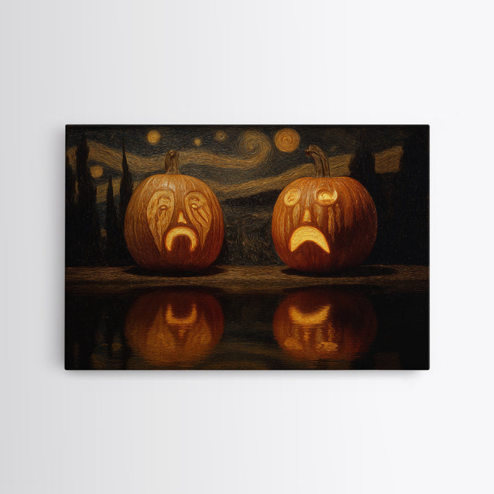 Pumpkins And Moon Phases, Symbolist Gothic Landscape, Landscape Wall Art, Gothic Horror Wall Art, Canvas Print, Halloween Wall Art