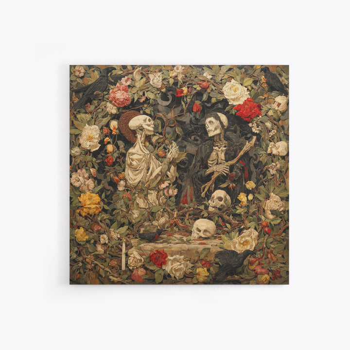 Skeletal Botanicals, Dark Symbolist Art, Square Wall Art, Macabre Wall Art, Canvas Print, Halloween Wall Art, Statement Wall Art