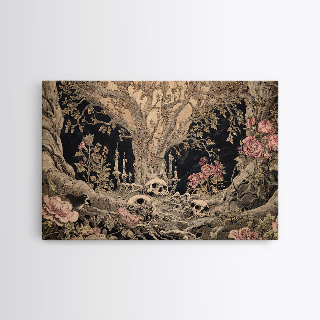 Skeletal Botanicals, Expressionist Nightmare Art, Landscape Wall Art, Macabre Wall Art, Canvas Print, Halloween Wall Art, Gothic Home Decor