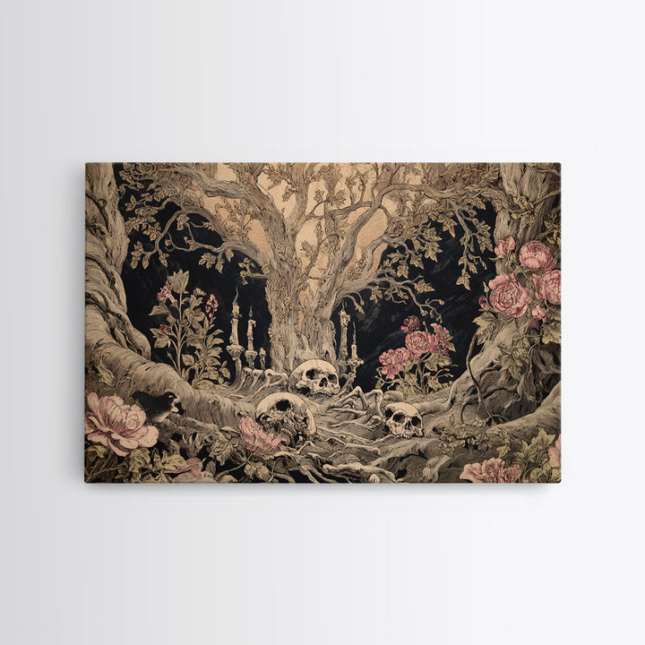 Skeletal Botanicals, Expressionist Nightmare Art, Landscape Wall Art, Macabre Wall Art, Canvas Print, Halloween Wall Art, Gothic Home Decor