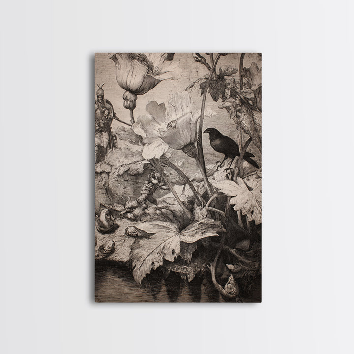 The Poison Garden, Renaissance Engraving Art, Vertical Wall Art, Dark Fantasy Wall Art, Canvas Print, Halloween Wall Art
