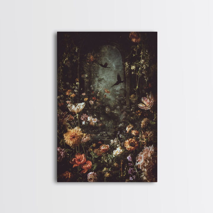 The Poison Garden, Dark Romantic Horror Art, Vertical Wall Art, Gothic Horror Wall Art, Framed Canvas Print, Halloween Wall Art