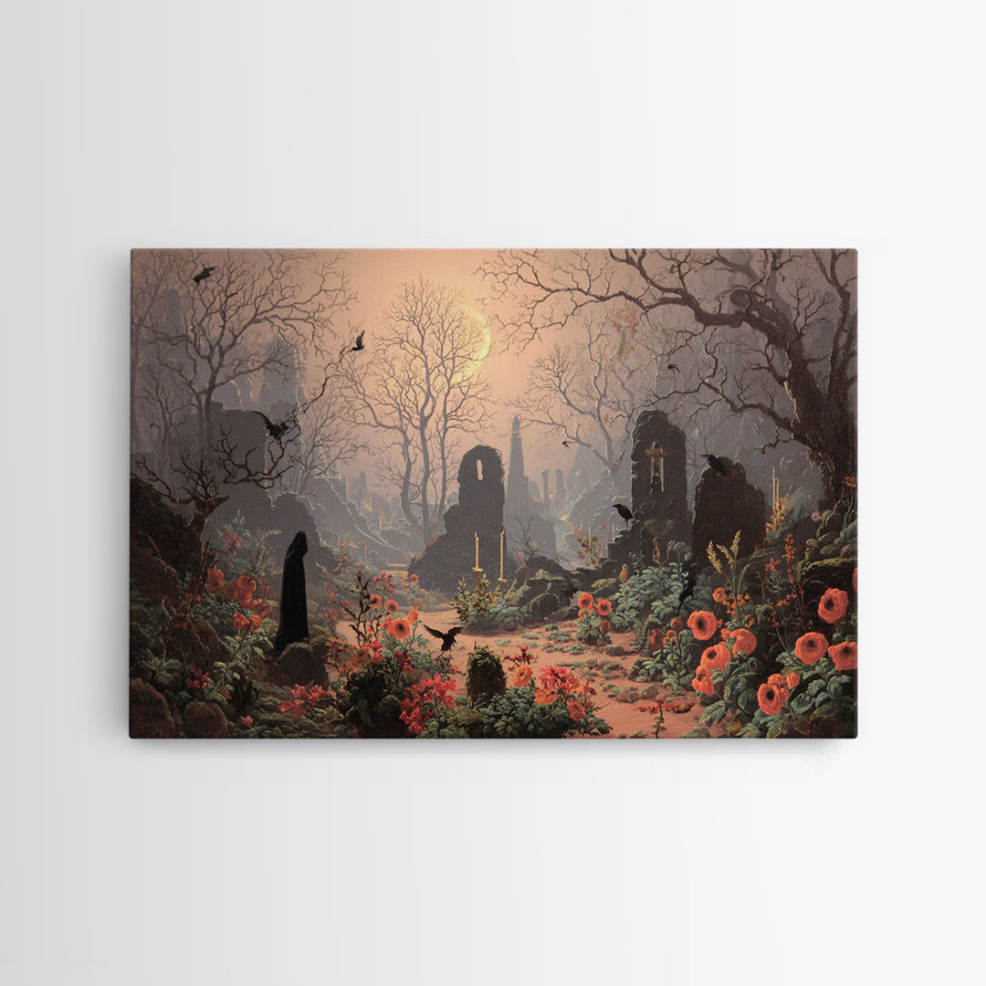 The Poison Garden, Romantic Gothic Landscape, Landscape Wall Art, Macabre Wall Art, Framed Canvas Print, Halloween Wall Art