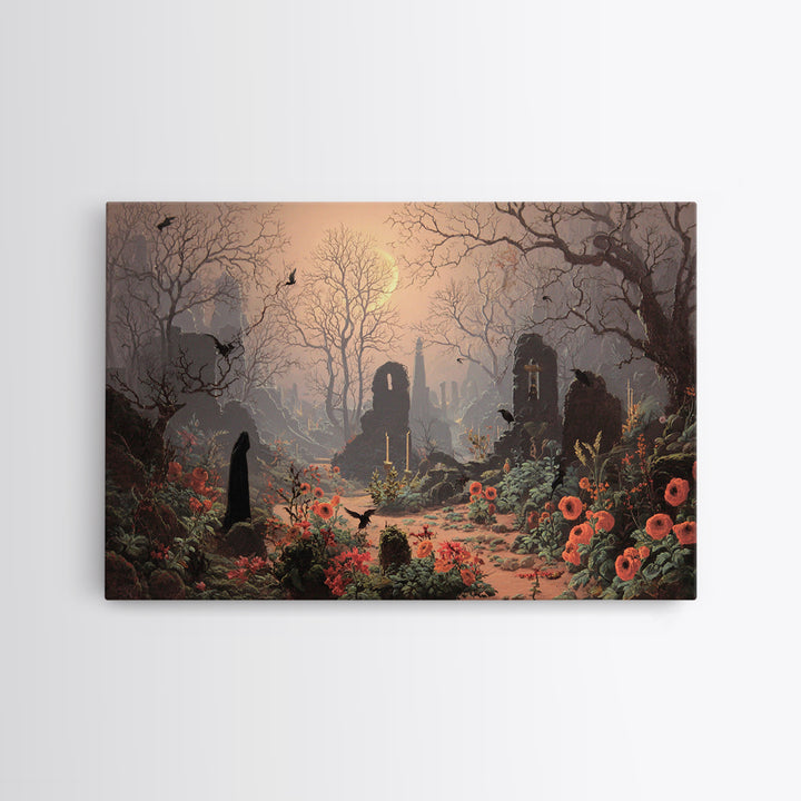 The Poison Garden, Romantic Gothic Landscape, Landscape Wall Art, Macabre Wall Art, Framed Canvas Print, Halloween Wall Art