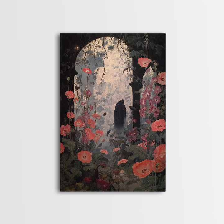 The Poison Garden, Symbolist Dream Art, Vertical Wall Art, Gothic Horror Wall Art, Framed Canvas Print, Halloween Wall Art