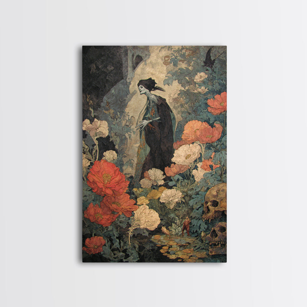 The Poison Garden, Decadent Gothic Art, Vertical Wall Art, Dark Fantasy Wall Art, Canvas Print, Halloween Wall Art, Gothic Home Decor