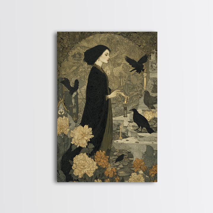 The Poison Garden, Symbolist Death Art, Vertical Wall Art, Gothic Horror Wall Art, Canvas Print, Halloween Wall Art