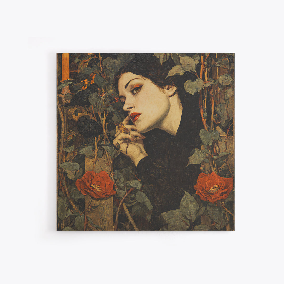 The Poison Garden, Dark Symbolist Art, Square Wall Art, Dark Halloween Decor, Canvas Print, Halloween Wall Art, Gothic Home Decor